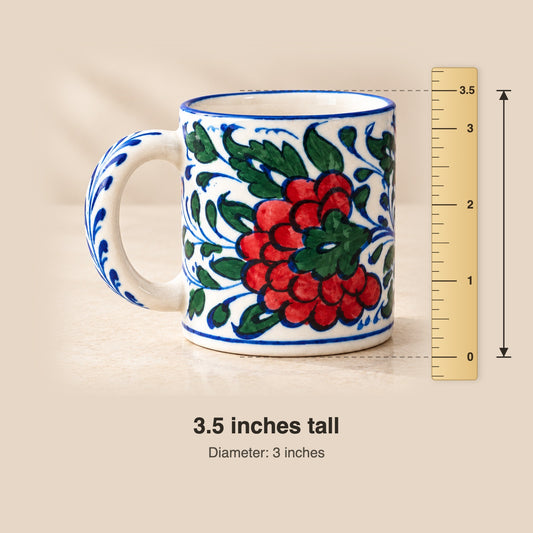 Hand-Painted Multani Pottery Mug, Small Batch (Floral / Multi Colour)