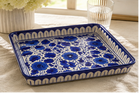 Kill Your Blues Hand-Painted Serving Platter — Large Square