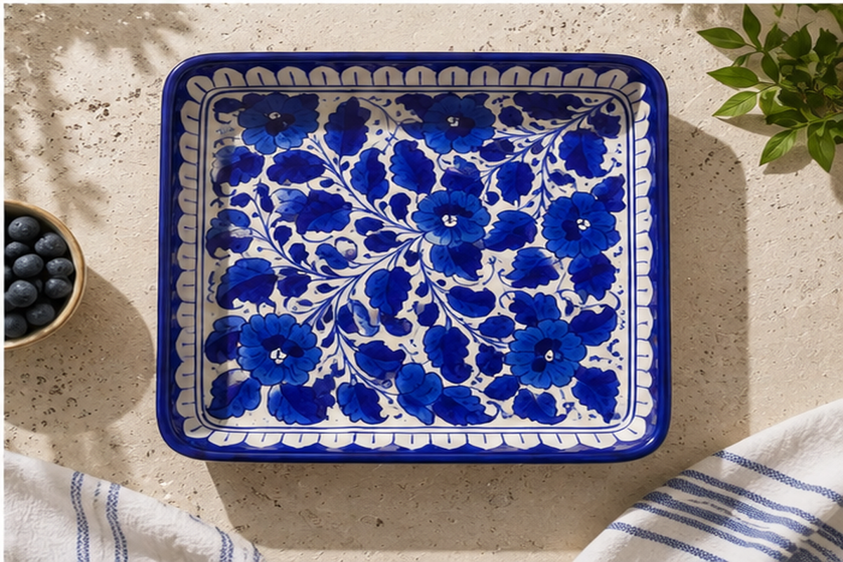Kill Your Blues Hand-Painted Serving Platter — Large Square