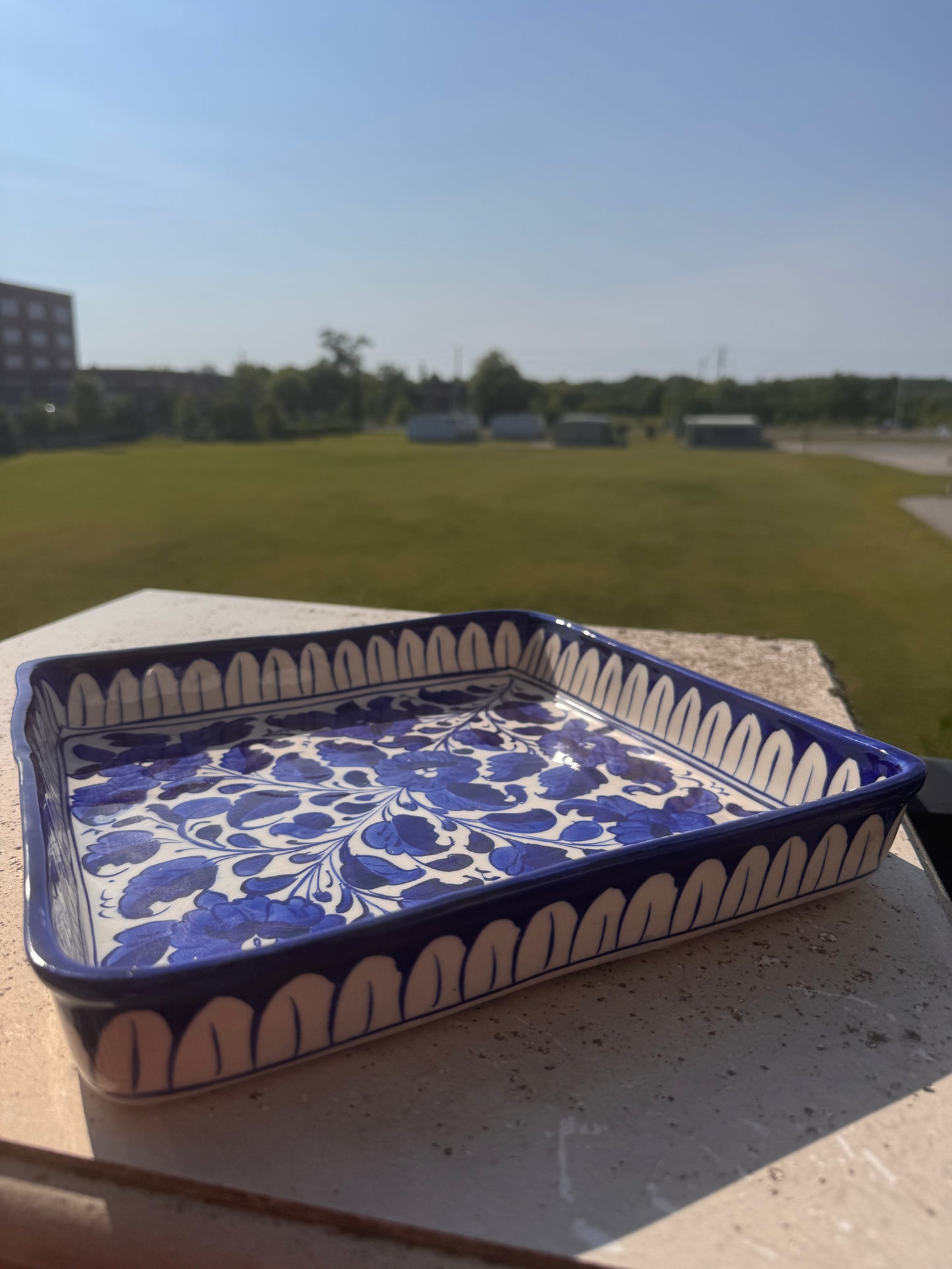 Kill Your Blues Hand-Painted Serving Platter — Large Square