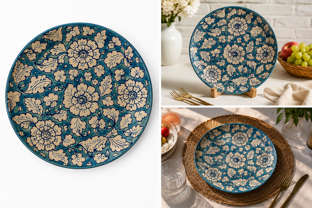Feroze Bloom Hand-Painted Fruit Dish — Large