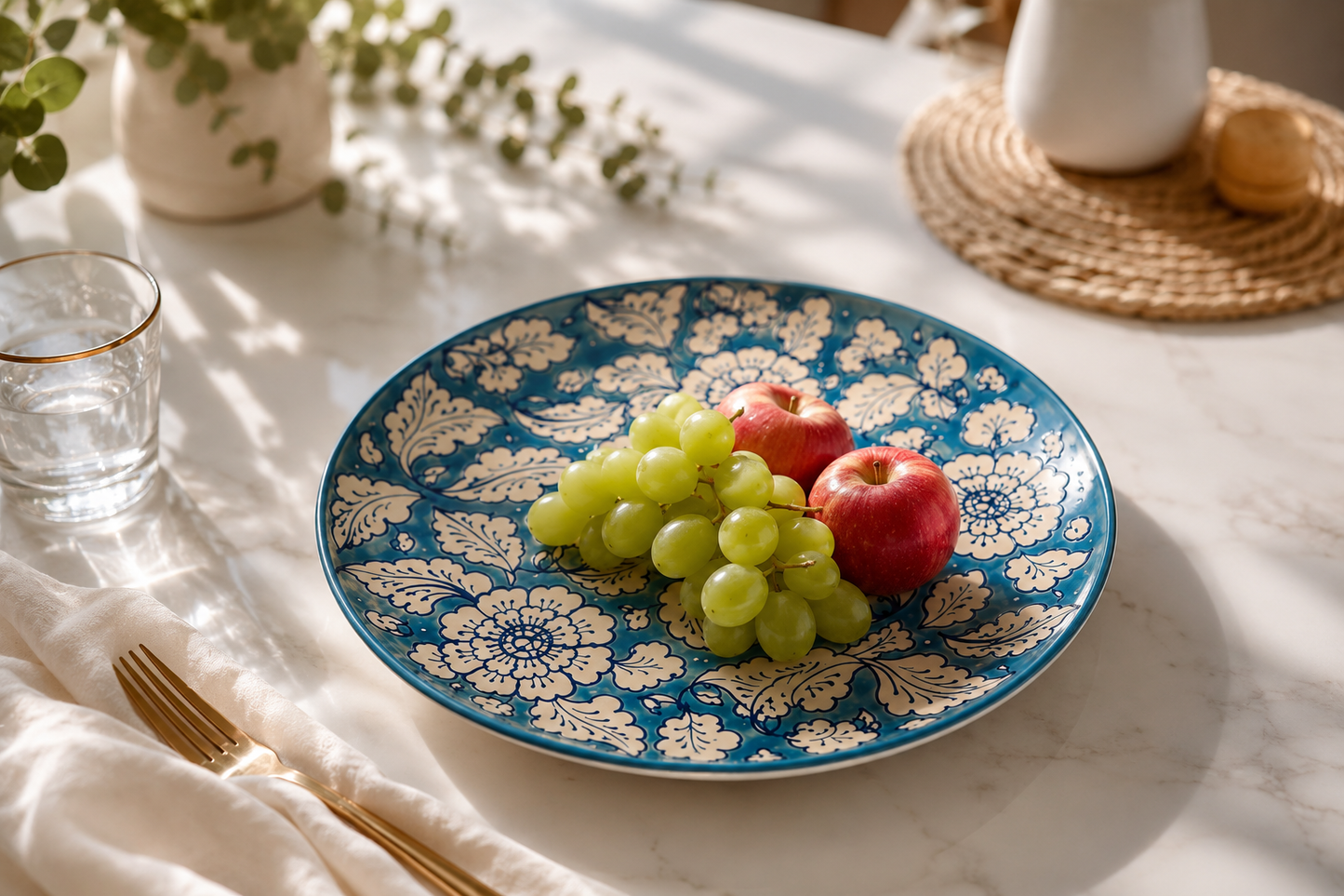 Feroze Bloom Hand-Painted Fruit Dish — Large