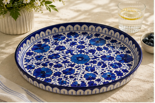 The Blue Gaze Hand-Painted Serving Platter — Small