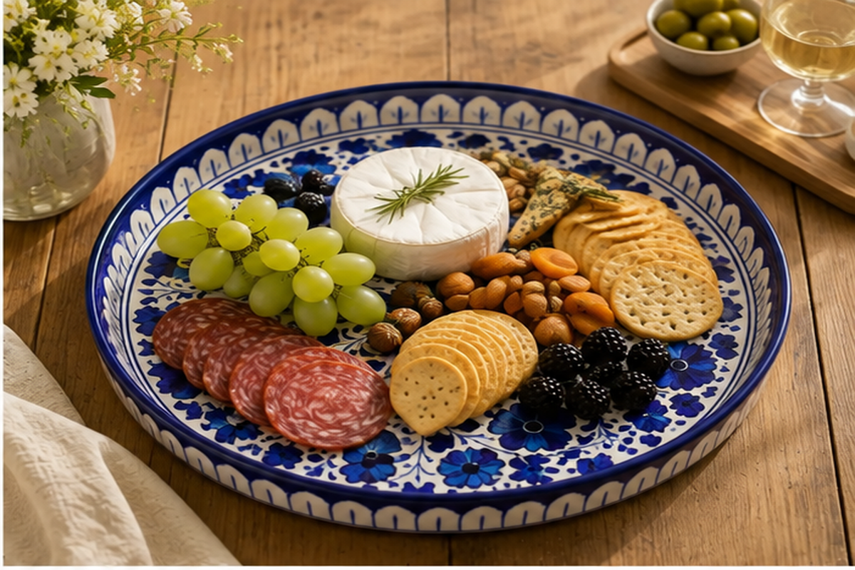 The Blue Gaze Hand-Painted Serving Platter — Small