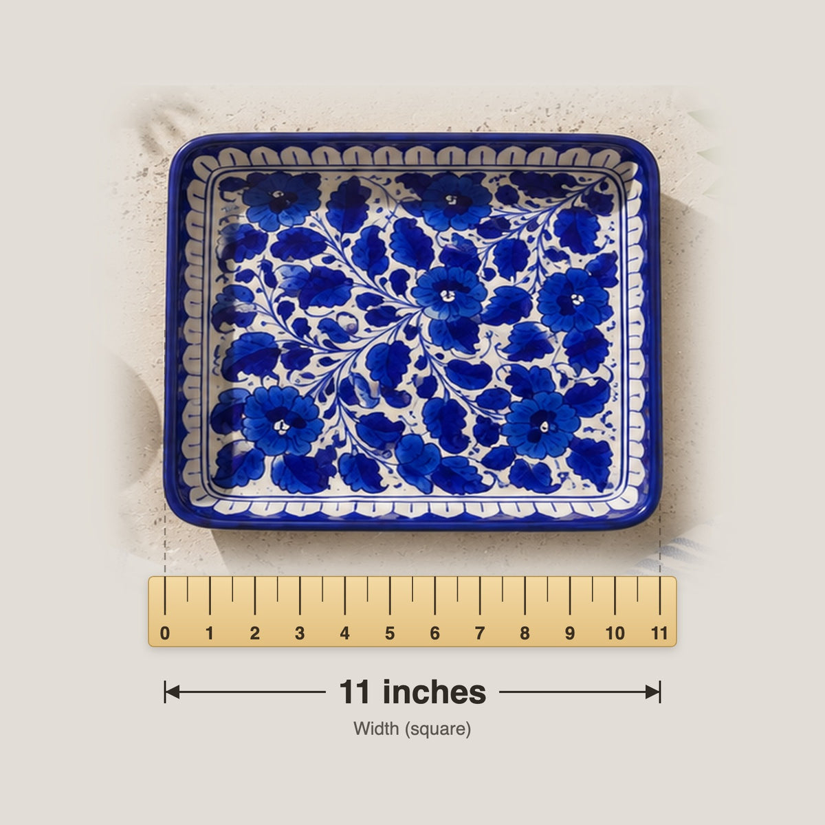 Kill Your Blues Hand-Painted Serving Platter — Large Square